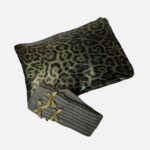 Set pochette e calzini green leopard