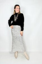 Gonna longuette con paillettes