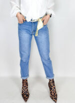 Jeans mum fit da donna, denim morbido e confortevole.