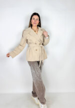 Trench corto da donna in cotone color beige