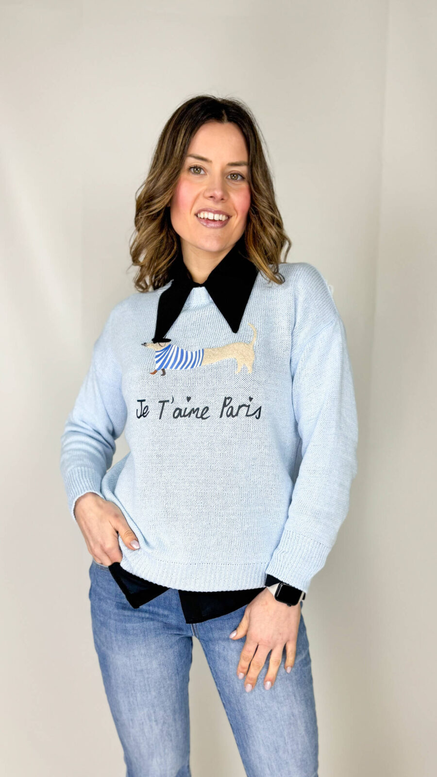 Pullover in cotone girocollo simpatico