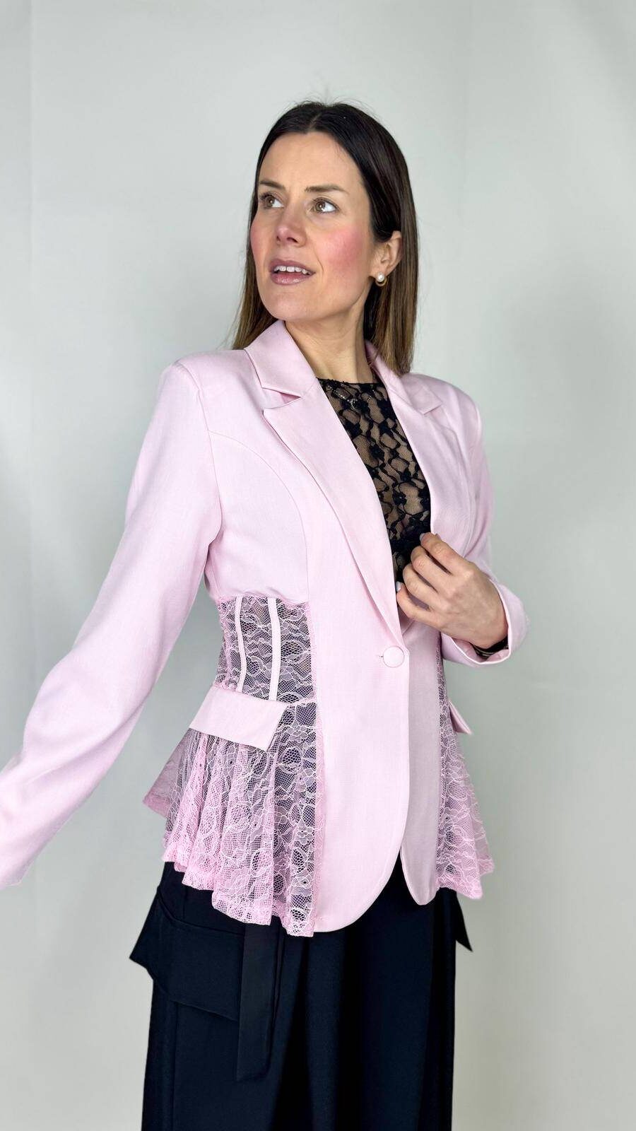 Giacca elegante pizzo semi-trasparente primaverile ed estivo