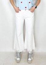 Jeans Star White Gamba dritta con strass, sangallo